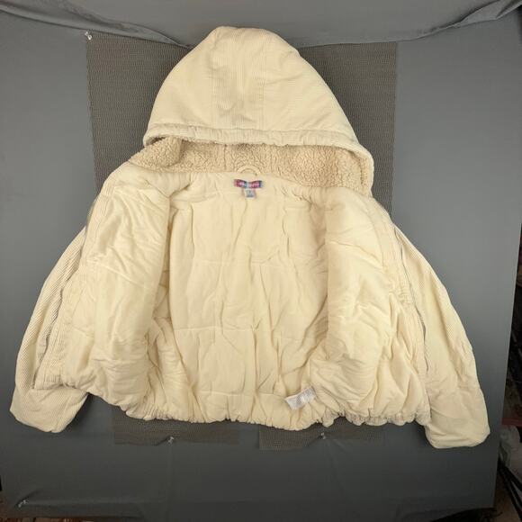 Urban Outfitters S Sherpa Lined Corduroy Hoodie Cream Zip Up Winter Jacket - Picture 2 of 6